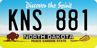 ND license plate KNS881