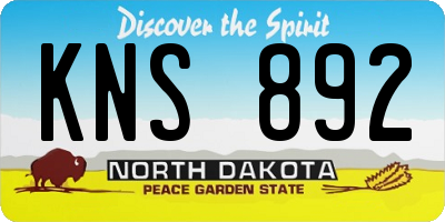 ND license plate KNS892