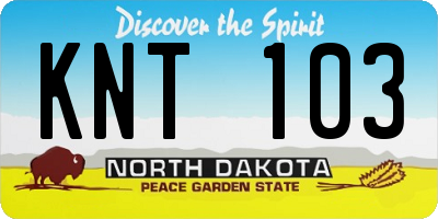 ND license plate KNT103