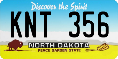 ND license plate KNT356