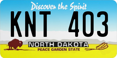 ND license plate KNT403