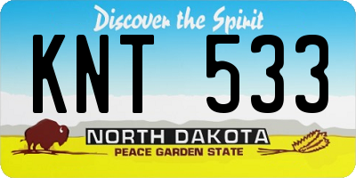 ND license plate KNT533