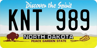 ND license plate KNT989