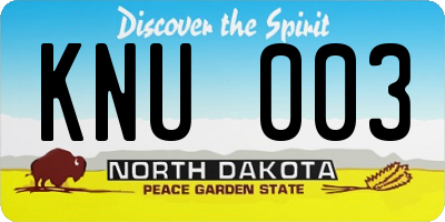 ND license plate KNU003