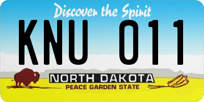 ND license plate KNU011