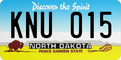 ND license plate KNU015