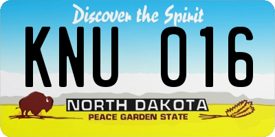 ND license plate KNU016