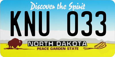 ND license plate KNU033