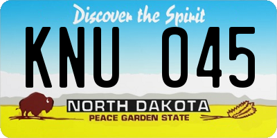 ND license plate KNU045