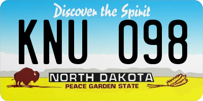 ND license plate KNU098