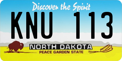 ND license plate KNU113