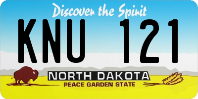 ND license plate KNU121