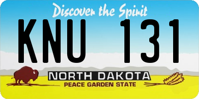 ND license plate KNU131