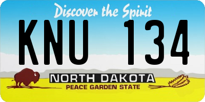 ND license plate KNU134