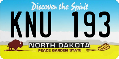 ND license plate KNU193
