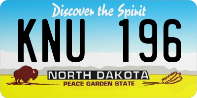 ND license plate KNU196