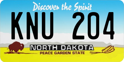 ND license plate KNU204
