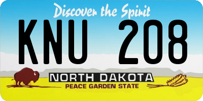 ND license plate KNU208