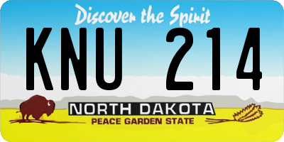 ND license plate KNU214