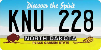 ND license plate KNU228