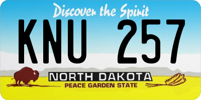 ND license plate KNU257