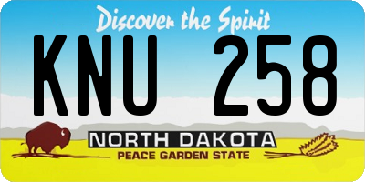 ND license plate KNU258