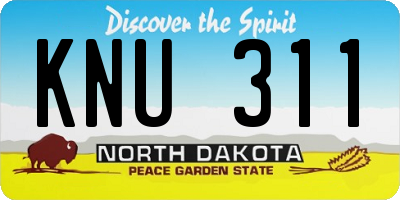 ND license plate KNU311