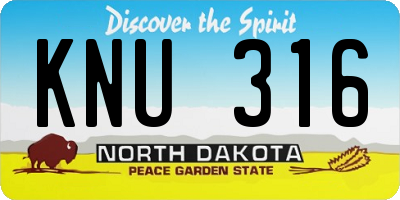 ND license plate KNU316