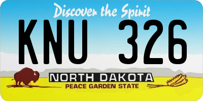 ND license plate KNU326