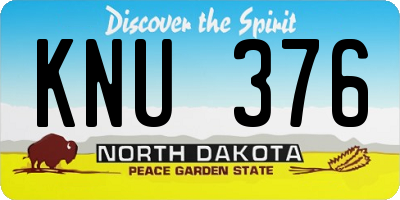 ND license plate KNU376