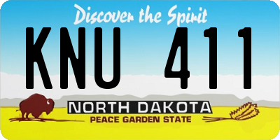 ND license plate KNU411