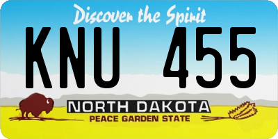 ND license plate KNU455