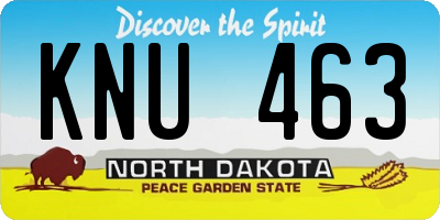 ND license plate KNU463