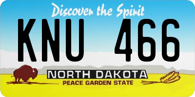 ND license plate KNU466
