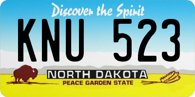 ND license plate KNU523