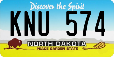 ND license plate KNU574
