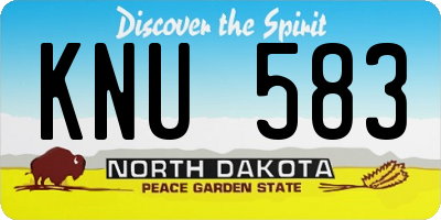 ND license plate KNU583