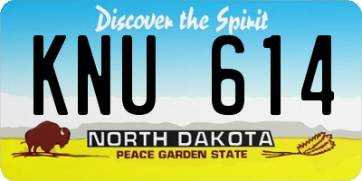 ND license plate KNU614