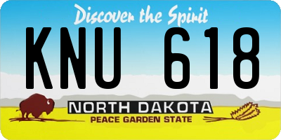 ND license plate KNU618