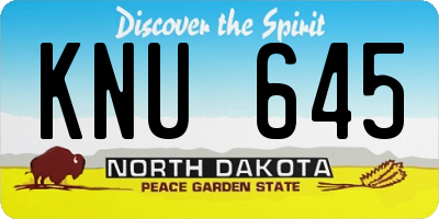 ND license plate KNU645