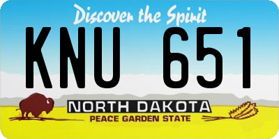 ND license plate KNU651