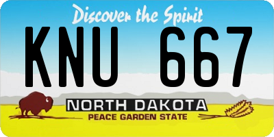 ND license plate KNU667