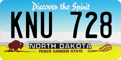 ND license plate KNU728