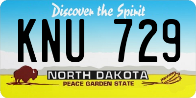ND license plate KNU729
