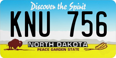 ND license plate KNU756