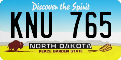 ND license plate KNU765