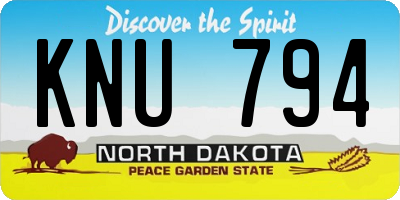 ND license plate KNU794