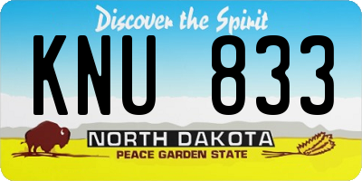 ND license plate KNU833