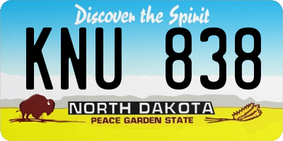 ND license plate KNU838