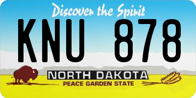 ND license plate KNU878